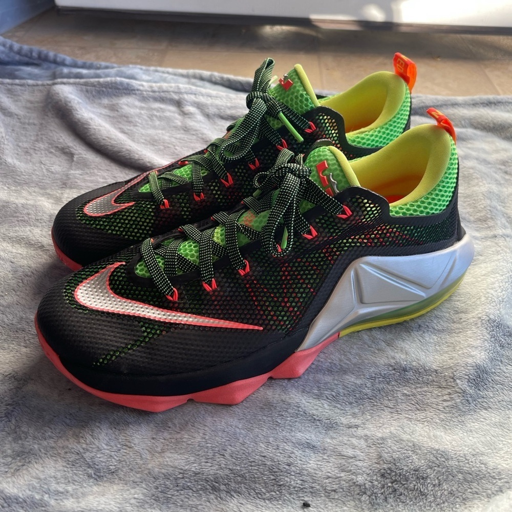 Nike Lebron 12 low 'remix' black pink green silver athletic shoes